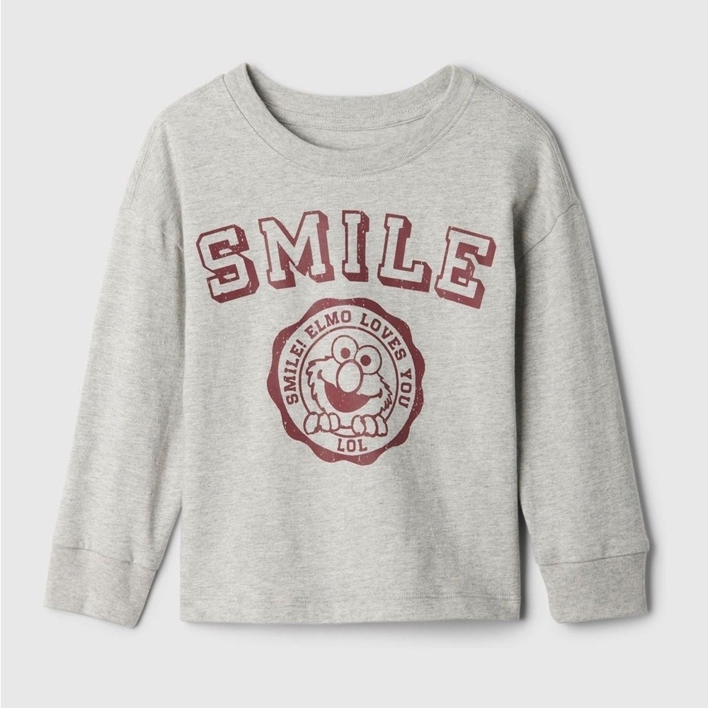 GAP Gray Long Sleeve Elmo Tee
